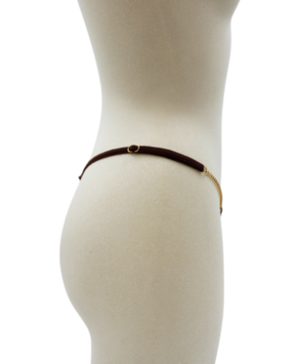 String en dentelle marron ouvert avec chaînes dorées 
